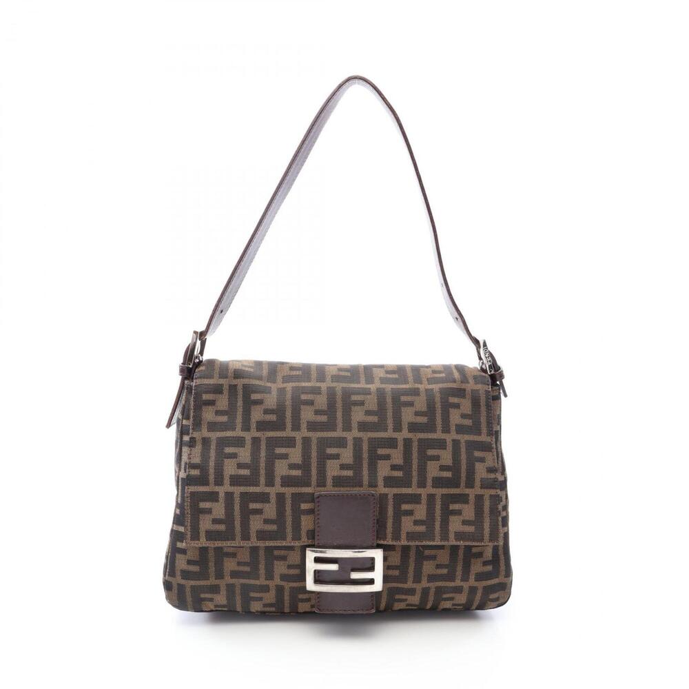 Fendi Mamma Bucket Zucca Shoulder Bag/Handbag, Canvas and Leather, Women's, B...